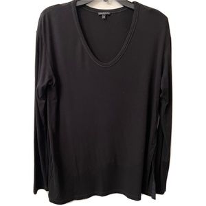 Theory Womens Scoop Neck Soft Long Sleeve T Shirt Size Medium Black